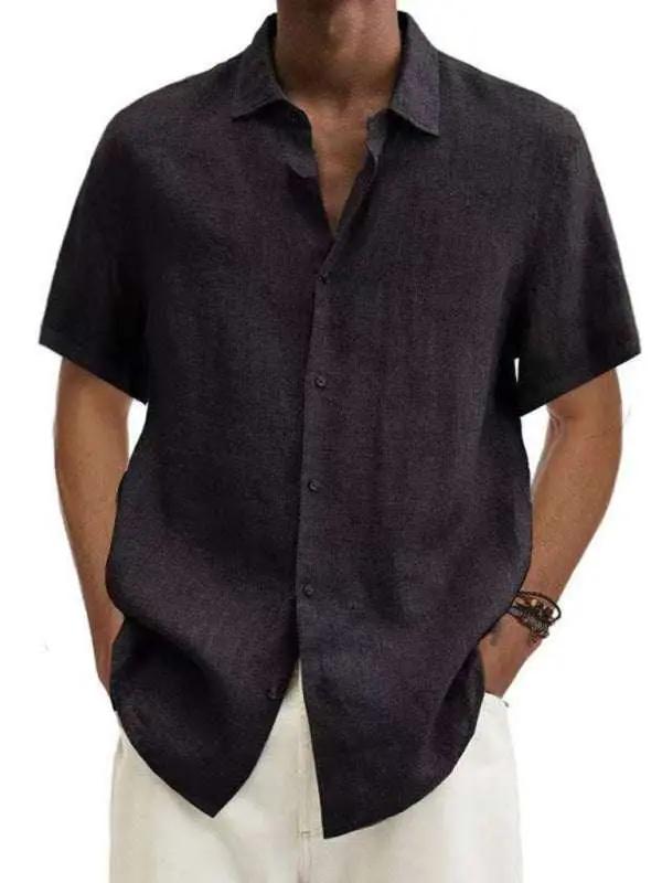 Stylish Men's Short Sleeve Woven Shirt for Effortless Casual Elegance - MENLL